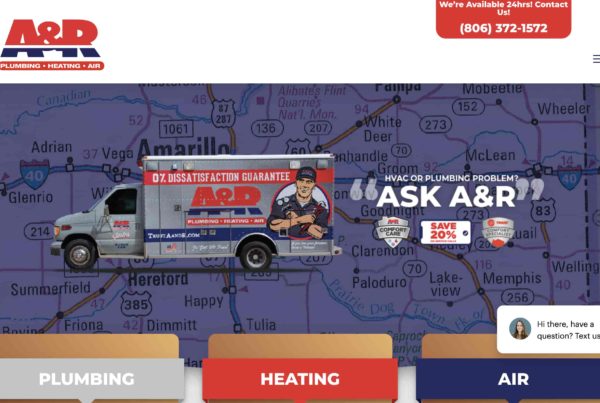 A&R Plumbing Heating and Air Website Homepage